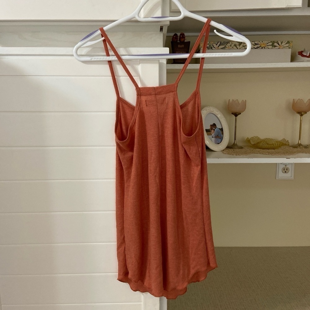 Y2K Orange Ribbed Tank Top - Picture 4 of 4